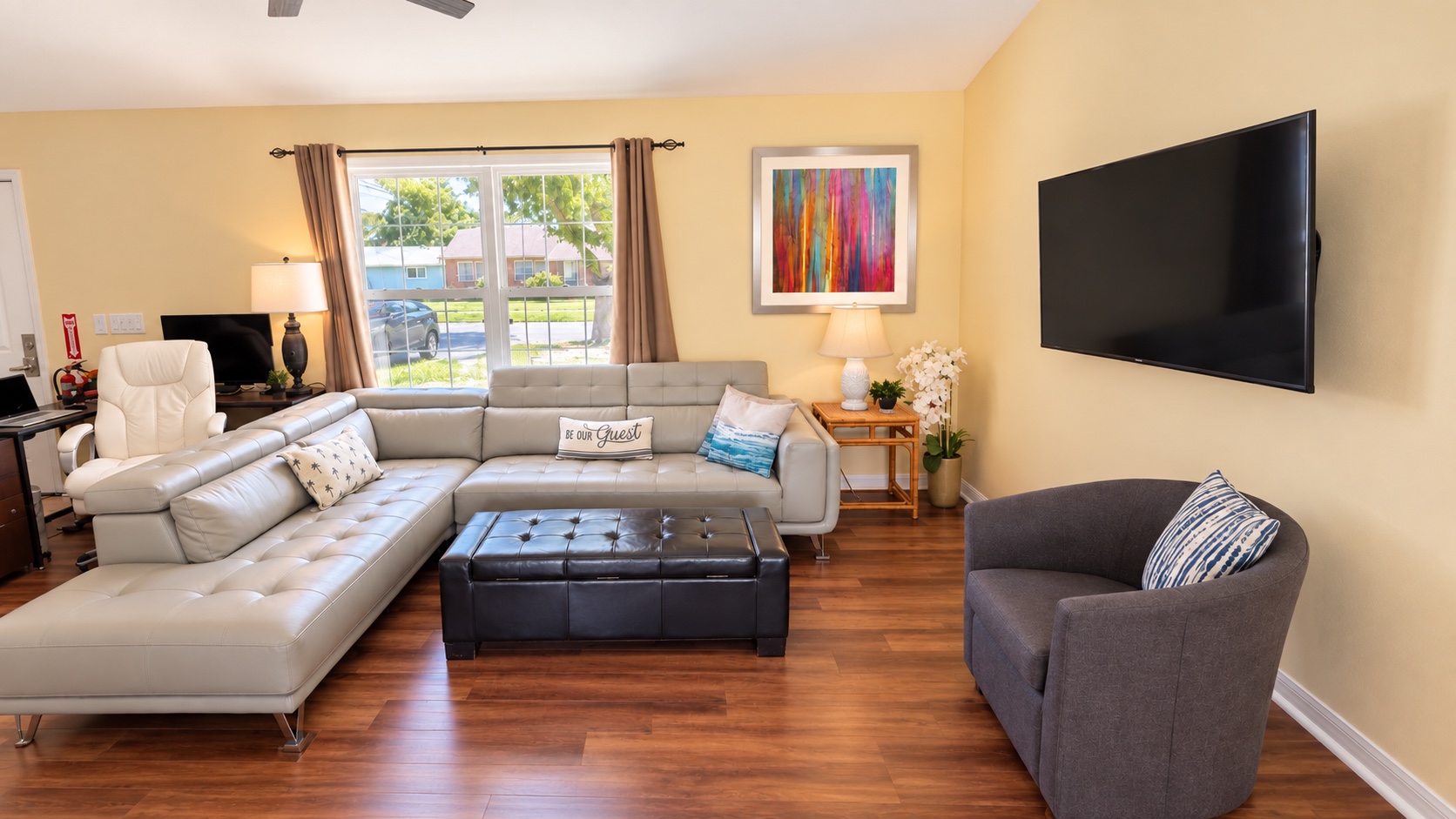 Bright, comfortably furnished shared living room in a Choices residence